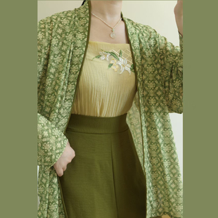 织春集原创豆蔻春秋季改良宋裤女汉元素通勤阔腿裤飞机袖汉服套装