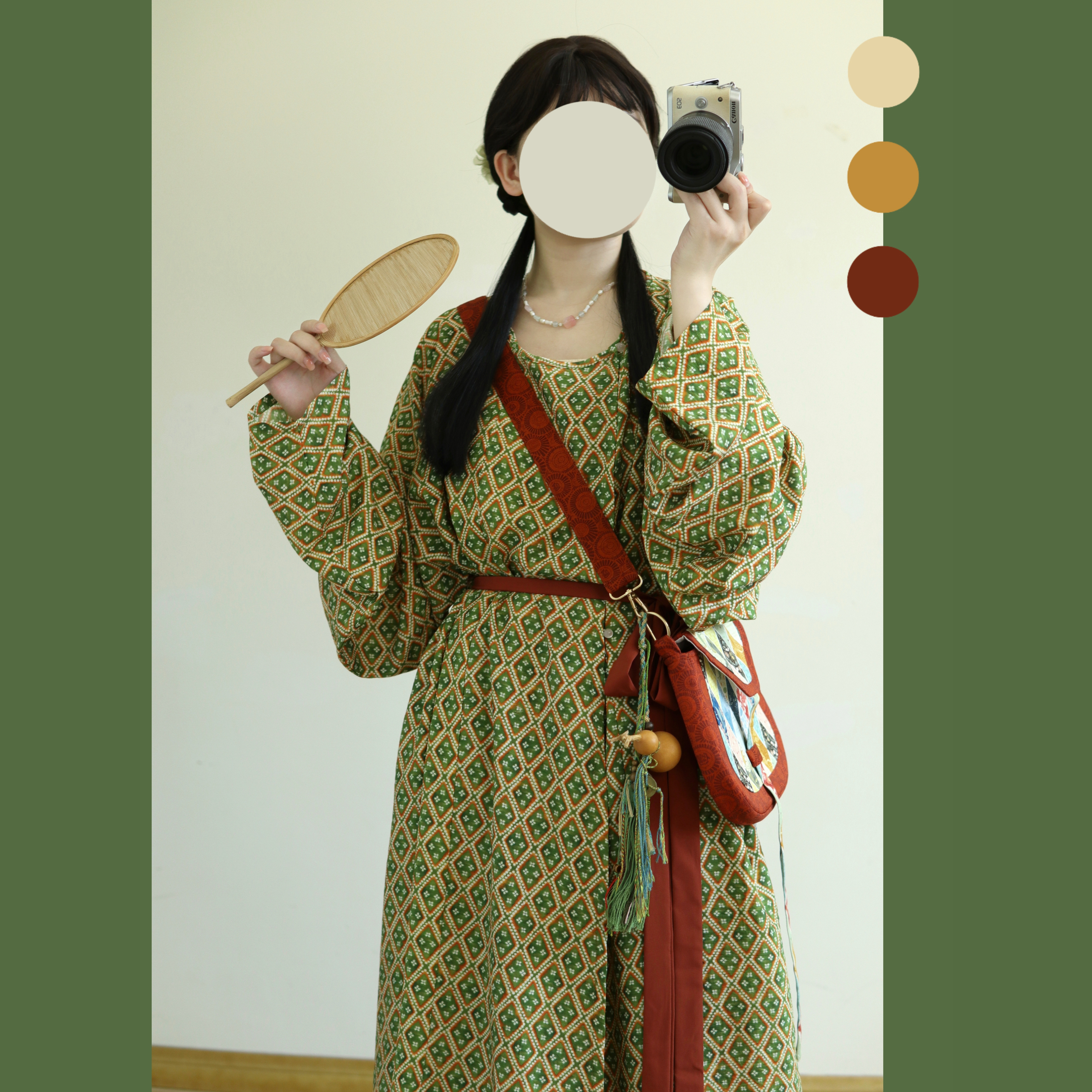 织春集唐制绿圆领袍汉服女春夏