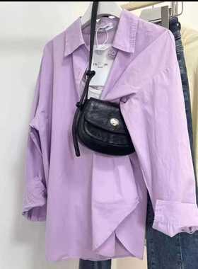 淡紫衬衫女2026春夏季开衫韩版宽松百搭显瘦衬衣长袖上衣外穿外套