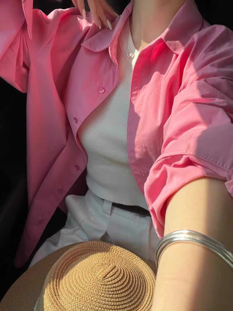 休闲上衣显瘦粉色设计感小众开衫