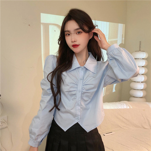 别致显瘦长袖 设计感短款 学院风打底设计感小众 女春季 2025内搭衬衫