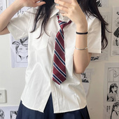 领带白色宽松穿搭jk百搭休闲长袖 女夏季 ins衬衣学生上衣 衬衫 短袖