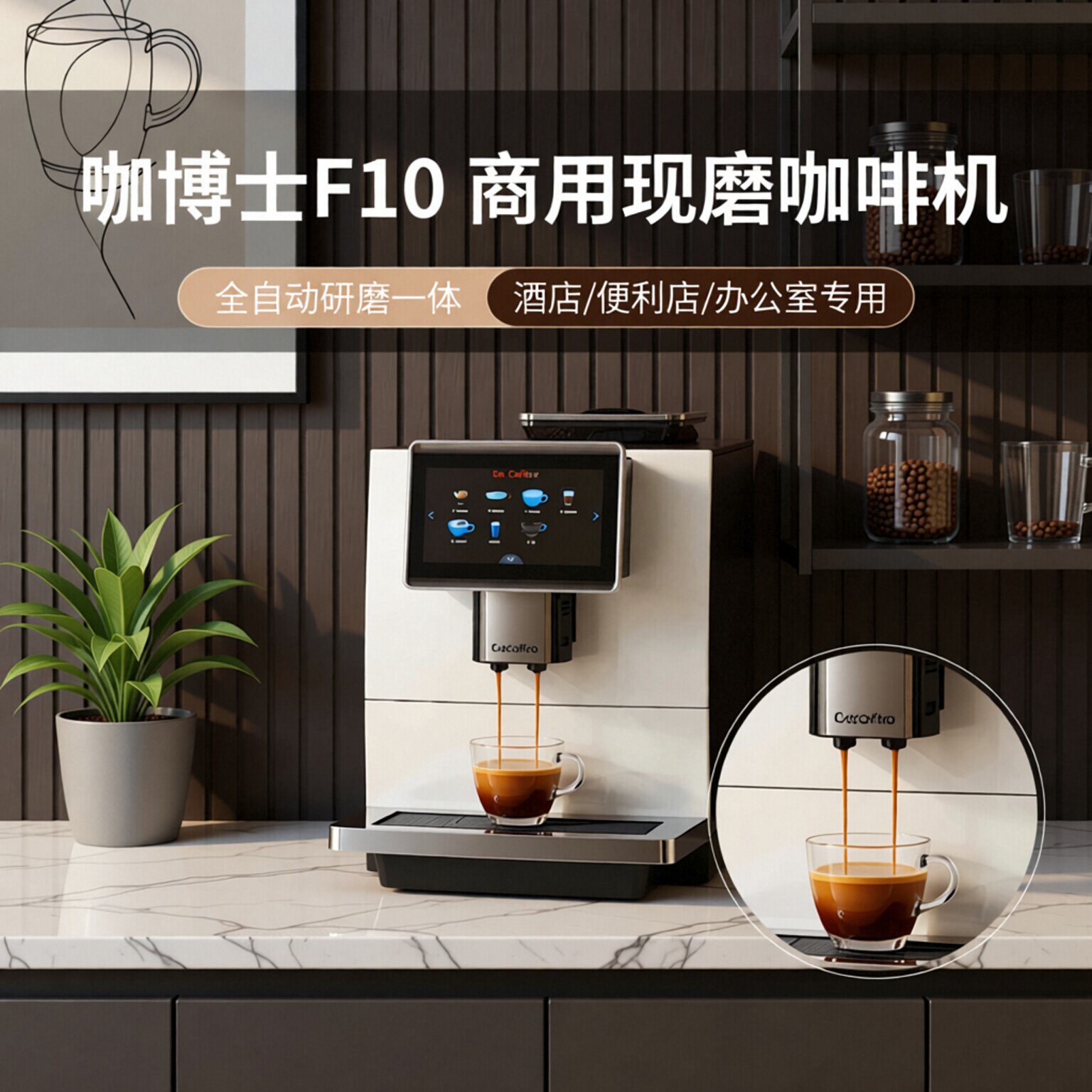 咖博士 F10全自动现磨咖啡机商用研磨一体机酒店便利店办公室招待