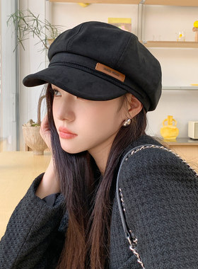 新款英伦风女款报童帽显脸小