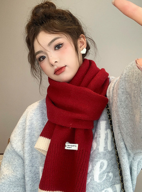 秋冬韩版女仿羊绒围巾高级感