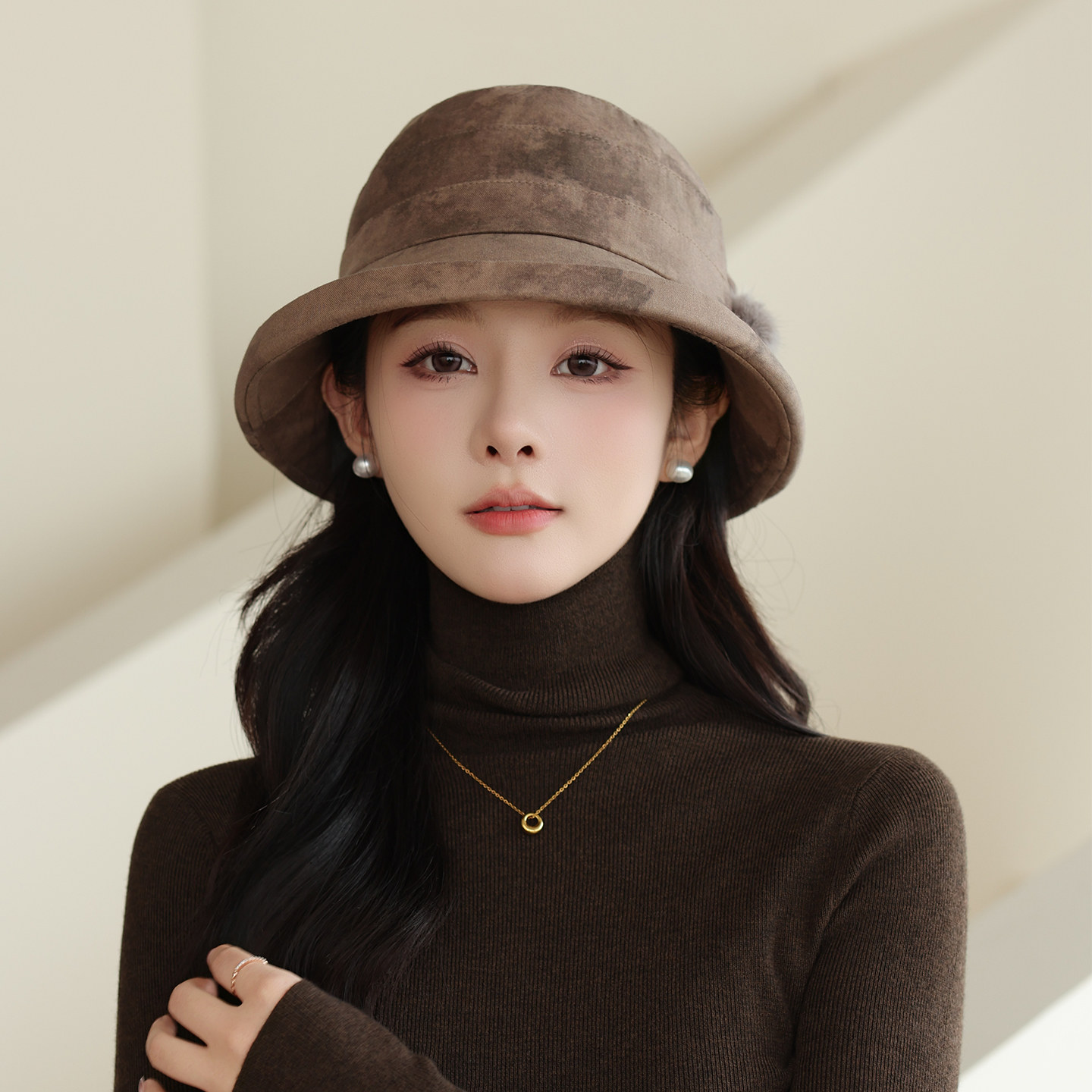 卷边可折叠渔夫帽女士2026款春秋防晒遮阳中老年时尚优雅妈妈盆帽