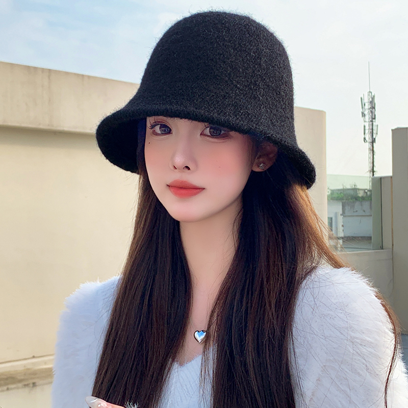 渔夫帽韩版女秋冬显脸小兔毛混纺