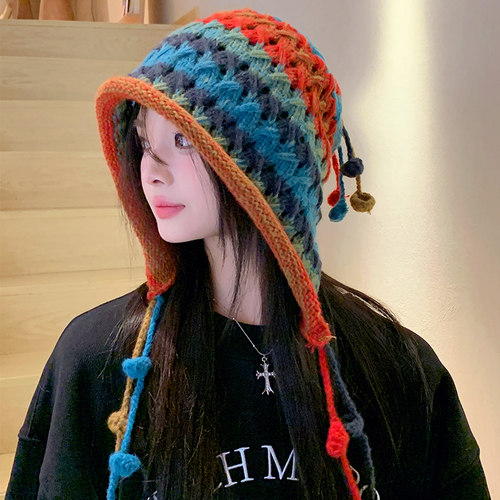 毛线帽出游女秋冬大头围显脸小