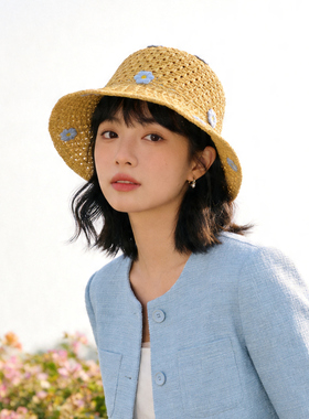 夏季可折叠镂空手工渔夫草帽女