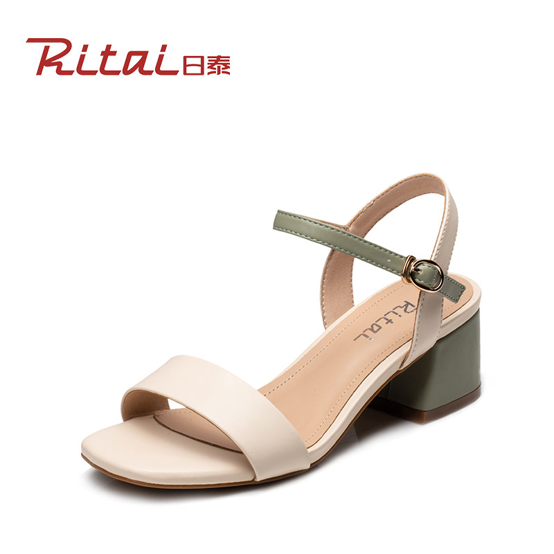 日泰凉鞋女鞋晚晚风2023夏季新款时尚百搭配裙子中跟粗跟增高高跟