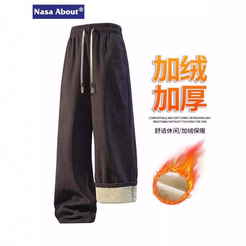 灯芯绒重磅卫裤男士冬季2025新款加绒厚宽松直筒休闲运动裤子