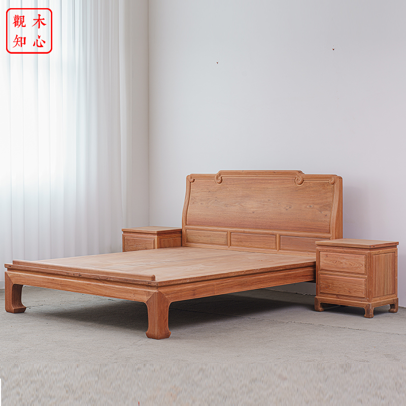 高端定制缅甸花梨木五福大床1.8