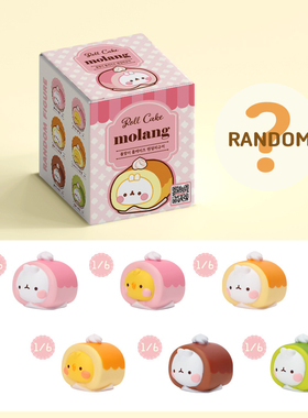 韩国正品molang兔下午茶可爱奶油卷系列盲盒潮玩兔子手办公仔摆件
