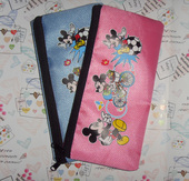 包邮 1.5元 米奇卡通单层简易笔袋 尼龙笔袋 文具袋 10个