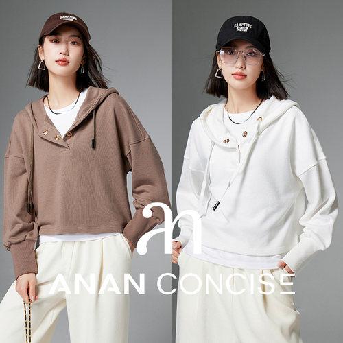 ANANCONCISE休闲运动落肩连帽