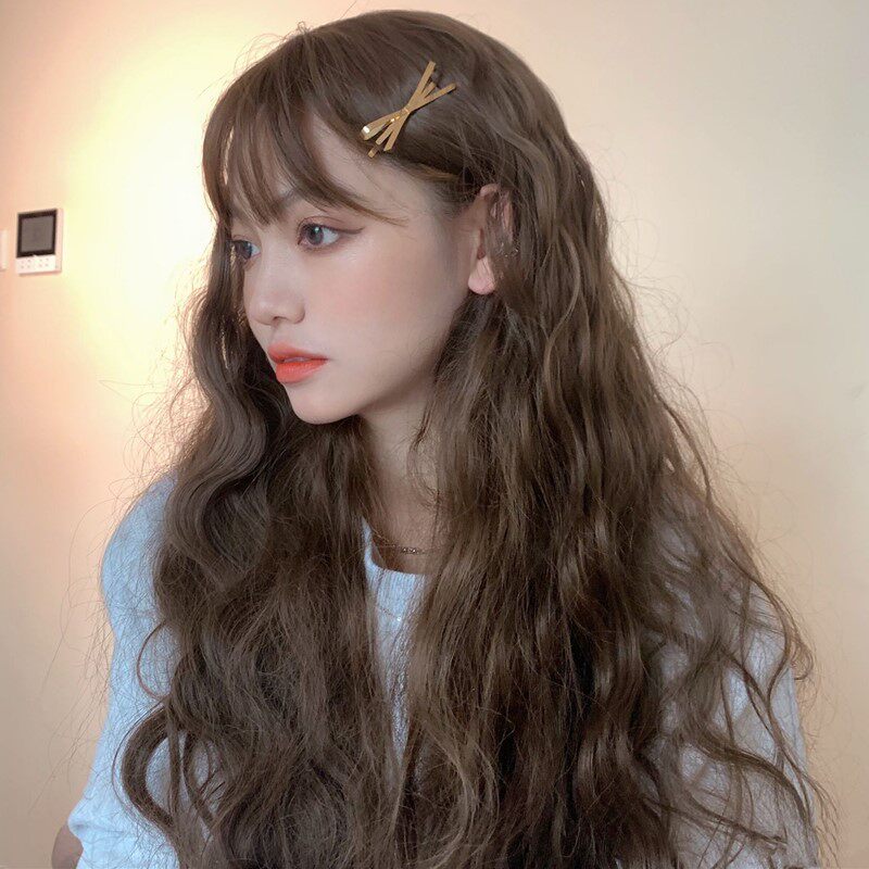 网红假发女长发可爱空气刘海羊毛卷玉米烫自然蓬松长卷发全头发套