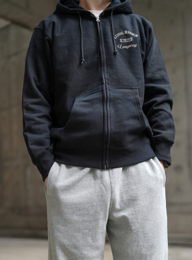 美式重磅印花卫衣男2025秋季新款加绒纯棉黑色拉链连帽卫衣秋冬潮