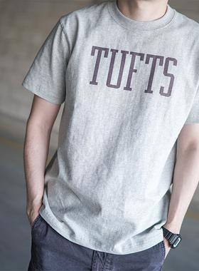 小溪原创咔叽2026夏季灰色纯棉字母印花短袖T恤男士圆领宽松重磅