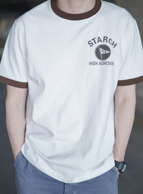 男装2025新款春夏时尚拼接纯棉t恤男设计感小众网红短袖男RingerT