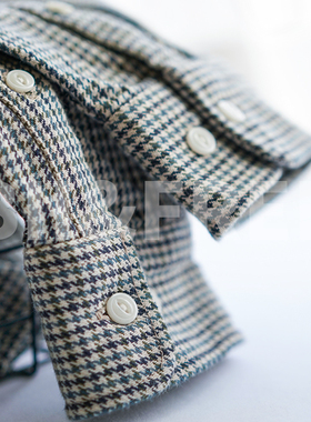 复古工装千鸟格子衬衫男秋冬季长袖青春宽松百搭加厚流行免烫外套