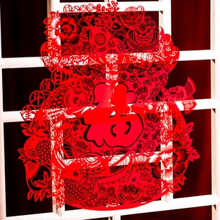 2026马年绒布窗花剪纸大福字门贴玻璃贴纸元旦春节新年装饰乔迁