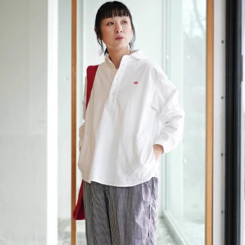 DANTON纯棉青果领长袖衬衫男女