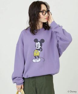 日系忧郁米奇卡通印花情侣卫衣纯色减龄圆领廓形套头衫 春季 新款