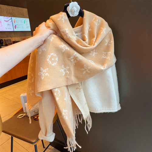 双面仿羊绒围巾女2025新款