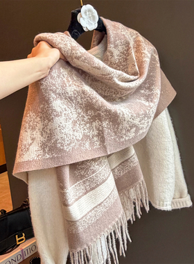 D家动物森林高档送礼围巾女2025冬季新款大牌范披肩保暖流苏围脖