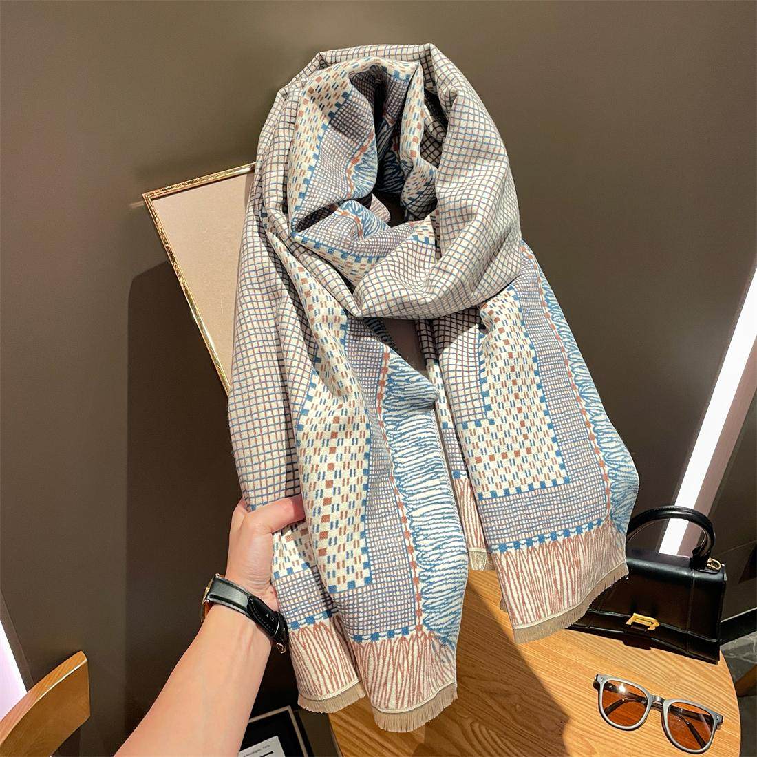 法国高级感格子仿羊绒空调房披肩围巾两用女保暖百搭冬季加厚围脖,服饰配件/皮带/帽子/围巾,围巾/丝巾/披肩,淘宝优惠券,粉丝福利购,淘宝优惠卷