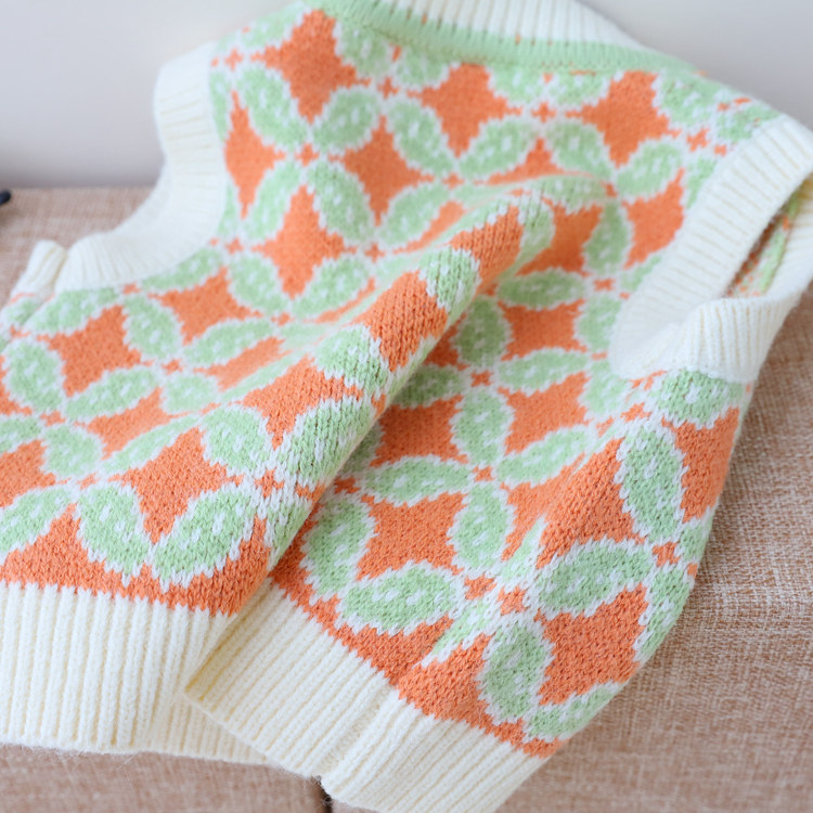 2024新款春秋 女童外穿毛线背心马夹外套 女宝宝儿童洋气针织马甲