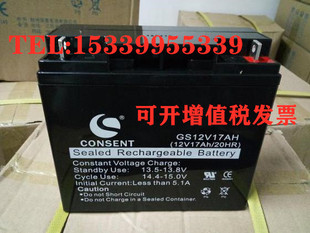 CONSENT光盛蓄电池GS12V17AH直流屏泰和安消防主机EPS应急UPS电源