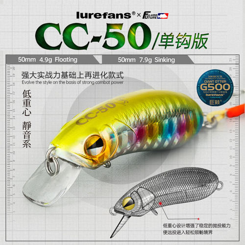 大河奔流CC50羽毛单钩硬饵路亚饵小胖远投翘嘴军鱼专用假饵小胖子