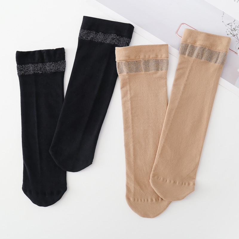 耐尔100D时尚银环二骨对对袜加厚天鹅绒短丝袜春秋冬季中筒女舒适图片