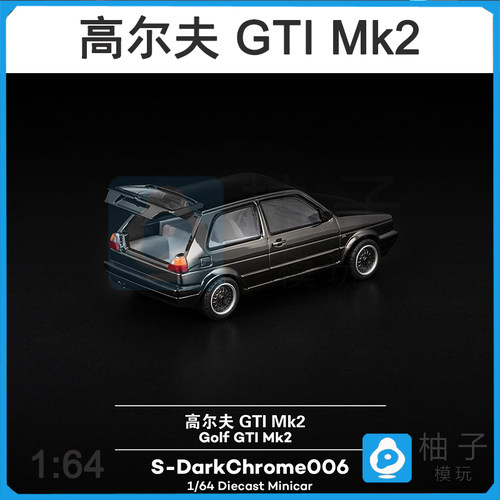 高尔夫1:64Mk2GTI拓意POPRACE电镀黑色静态汽车模型