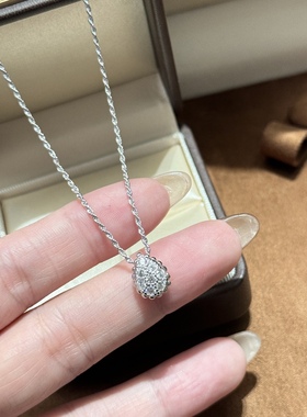 新款小号水滴项链通体925纯银镶嵌满钻麻花锁骨链女气质优雅百搭