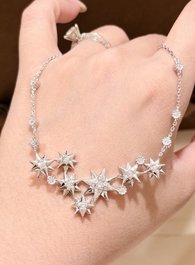 秋冬新款流星八芒星项链通体925纯银满天星晚宴礼服优雅锁骨链女