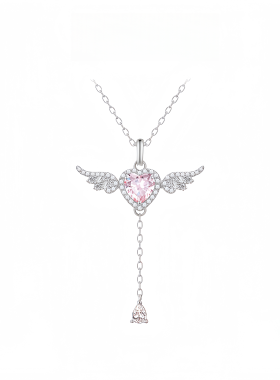 S925纯银天使之心小翅膀项链女