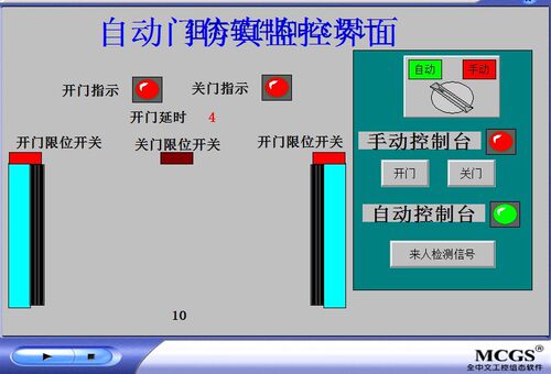自动门mcgs7.7仿真程序6配套西门子200程序开门等待6秒IO表和注释