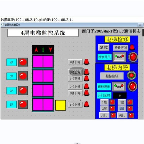 4四层电梯西门子s7-200smart型plc和mcgs7.7联机以太网通讯程序75