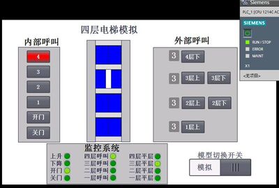 4四层电梯西门子S7-1200PLC和TP700触摸屏博途V15.1程序77IO表CAD