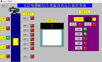 5五层电梯MCGSpro专业版3.3.2.5166仿真程序，带优先级功能