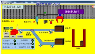 汽水灌装装箱生产线组态王6.55和西门子S7-200联机程序5效果视频