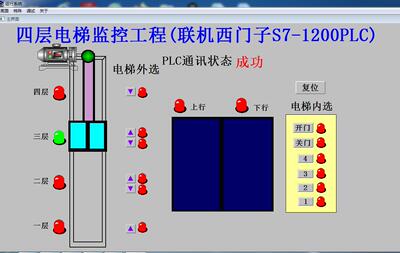 4四层电梯组态王655和西门子S71200plc联机程序代做博途V15.1版本