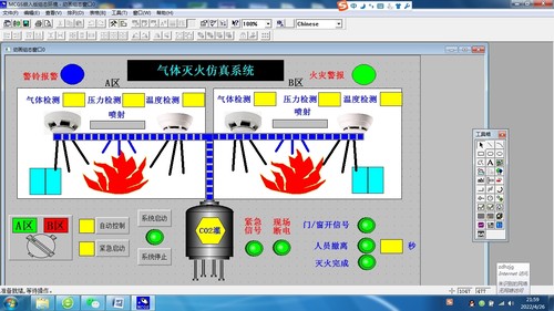气体灭火4.26mcgs7.7仿真程序带西门子s7-200smart plc独立程序