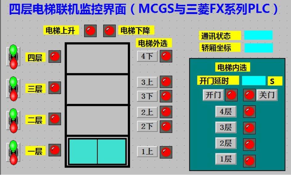 4四层电梯MCGS7.7和三菱fx2N型PLC联机程序6限位开关判断楼层位置