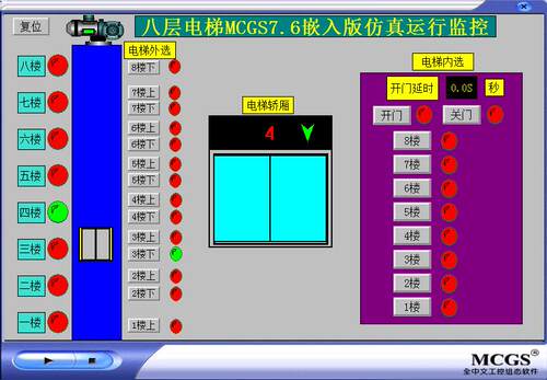 8八层电梯MCGS7.7嵌入版仿真程序2带优先级功能开门等待3秒带视频