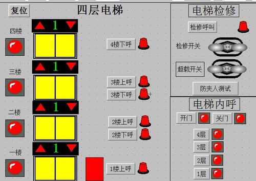 4四层电梯西门子smart型plc和mcgs7.7联机程序33带检修超载防夹人