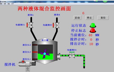 2两种液体混合组态王653仿真程序带运行效果视频代做写工控自动化