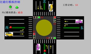 带倒计时的交通灯组态王653和三菱FX2N系列PLC联机程序代写带io表